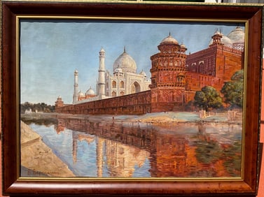Russian painting Att to V. Vereschagin, oil on canvas, Taj Mahal Painitng, canvas size 26 x 37-1/2