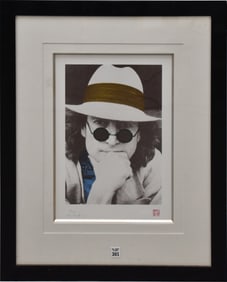 Yoko Ono Lennon, silkscreen Portrait of John Lennon, sign lower left COA on reverse, ed. 188/300.
