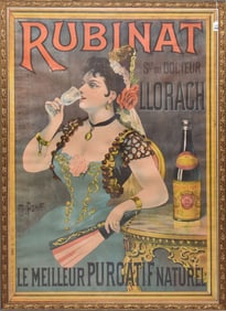 Vintage French Poster by Fano. RUBINAT WATER -Ca. 1899. comes w/ appraisal letter from Spencer Weisz