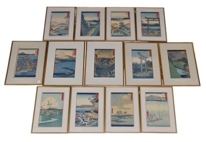 Collection of antique Japanese woodblock prints by Utagawa Hiroshige (Japanese, 1797-1858),