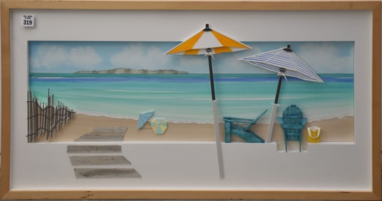 Darryl Norem "Open Pair" 16" x 32" from chair series 650 Jan 21/01 acrylic & sculpture original