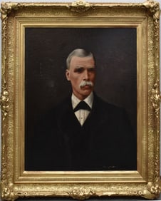Portrait Okubo Toshimichi - signed Fushiki, oil on canvas, member of Iwakura Mission to US. Canvas