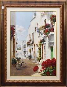 Locoratondo- Italian village scene oil on canvas 40 x 30“ overall frame size 53 x 43“