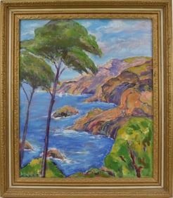 Alexander Bonttie, Riviera coastline oil on canvas 25 1/2 x 21 ½ inches. VB