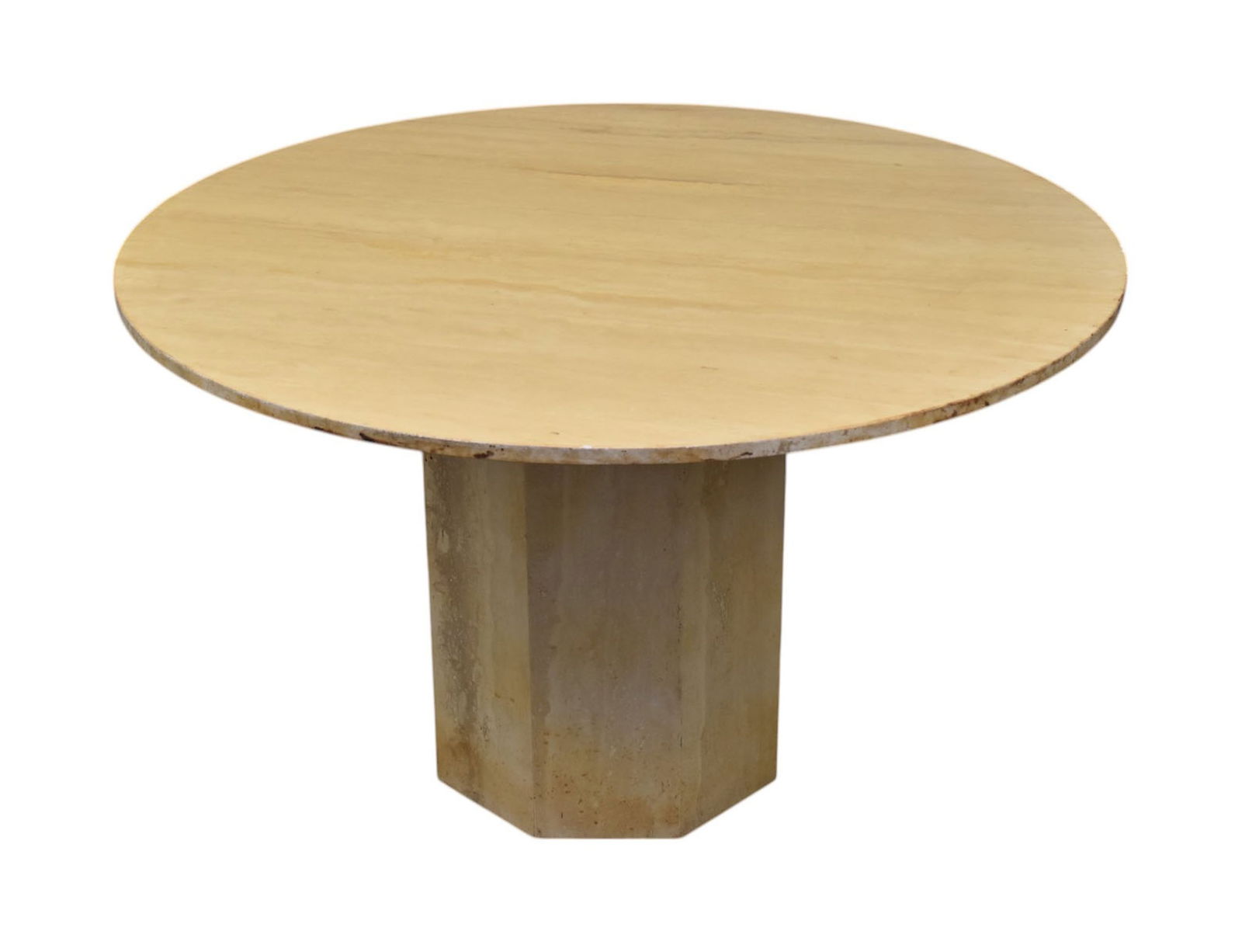 Modernist Italian Travertine Dining Table, C. 1970s - A vintage Italian travertine dining table. Two (1 of 7)