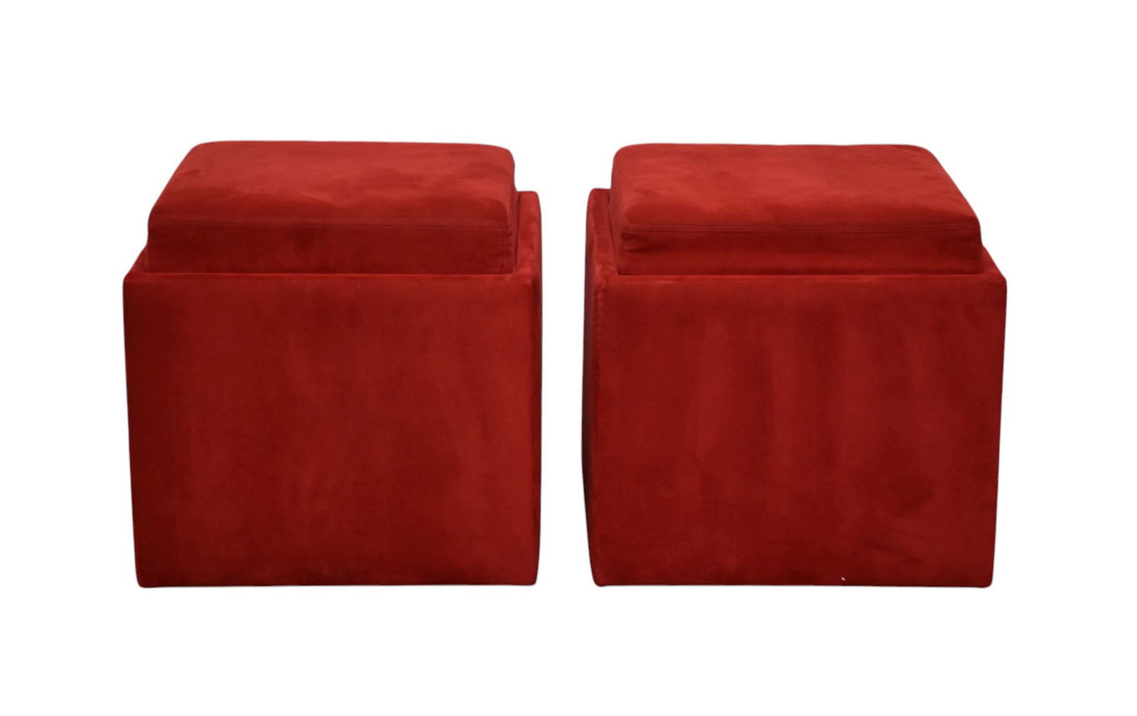 Two UNO CUBE OTTOMANS by American Leather - By American Leather Studios USA. Red Ultrasuede. On (1 of 10)