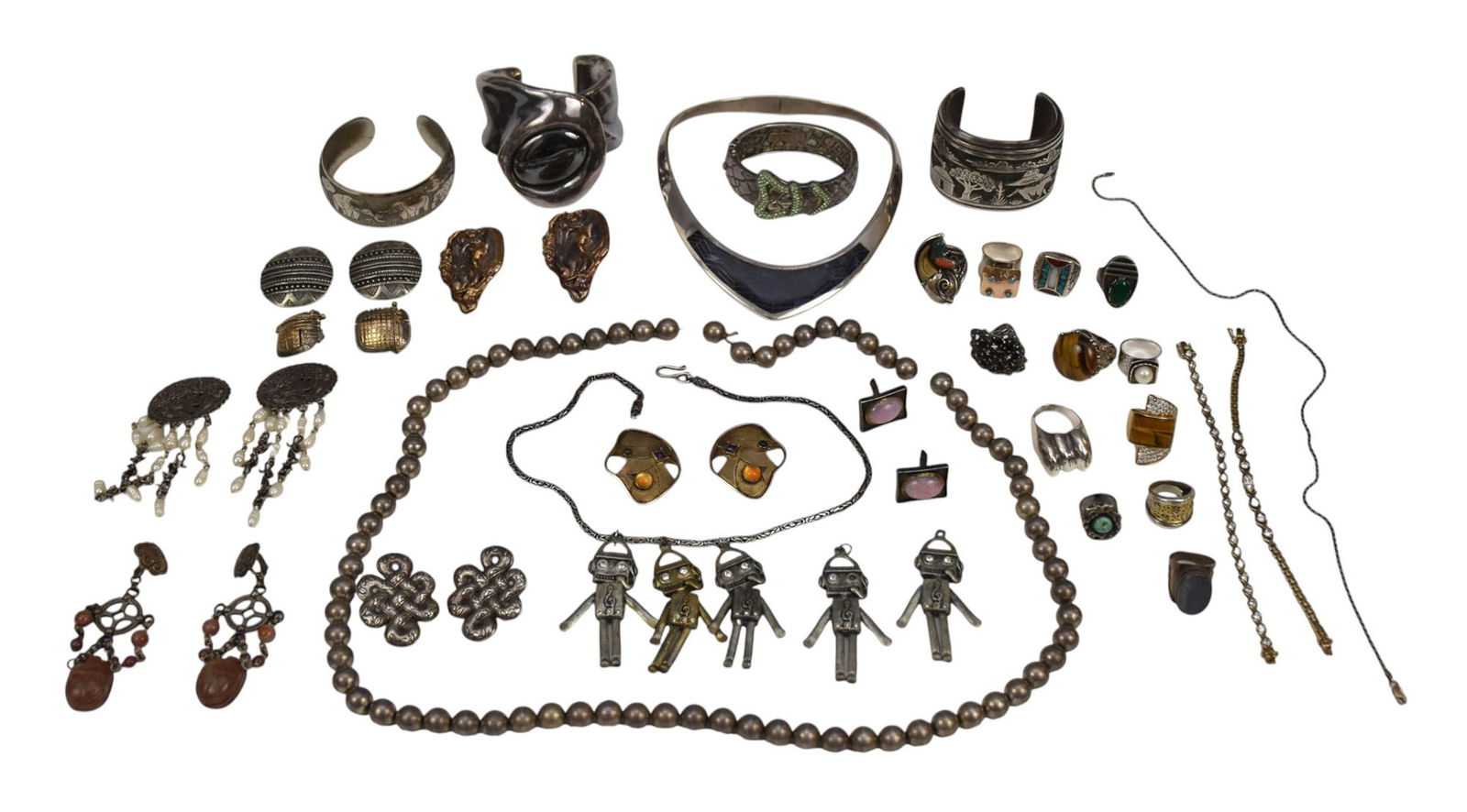 Designer Sterling Silver Jewelry Lot.  Some Signed Stephen Dweck, Kai, Thomas Singer, Tonos Taxco, (1 of 8)