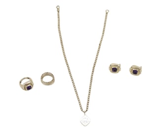 Tiffany & Co Jewelry lot. Matching earrings .75" and ring size 4.75 sterling silver & 18k gold.