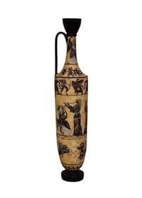 Tall Pottery Greek Vase, 52 inches tall x 10 inches wide.