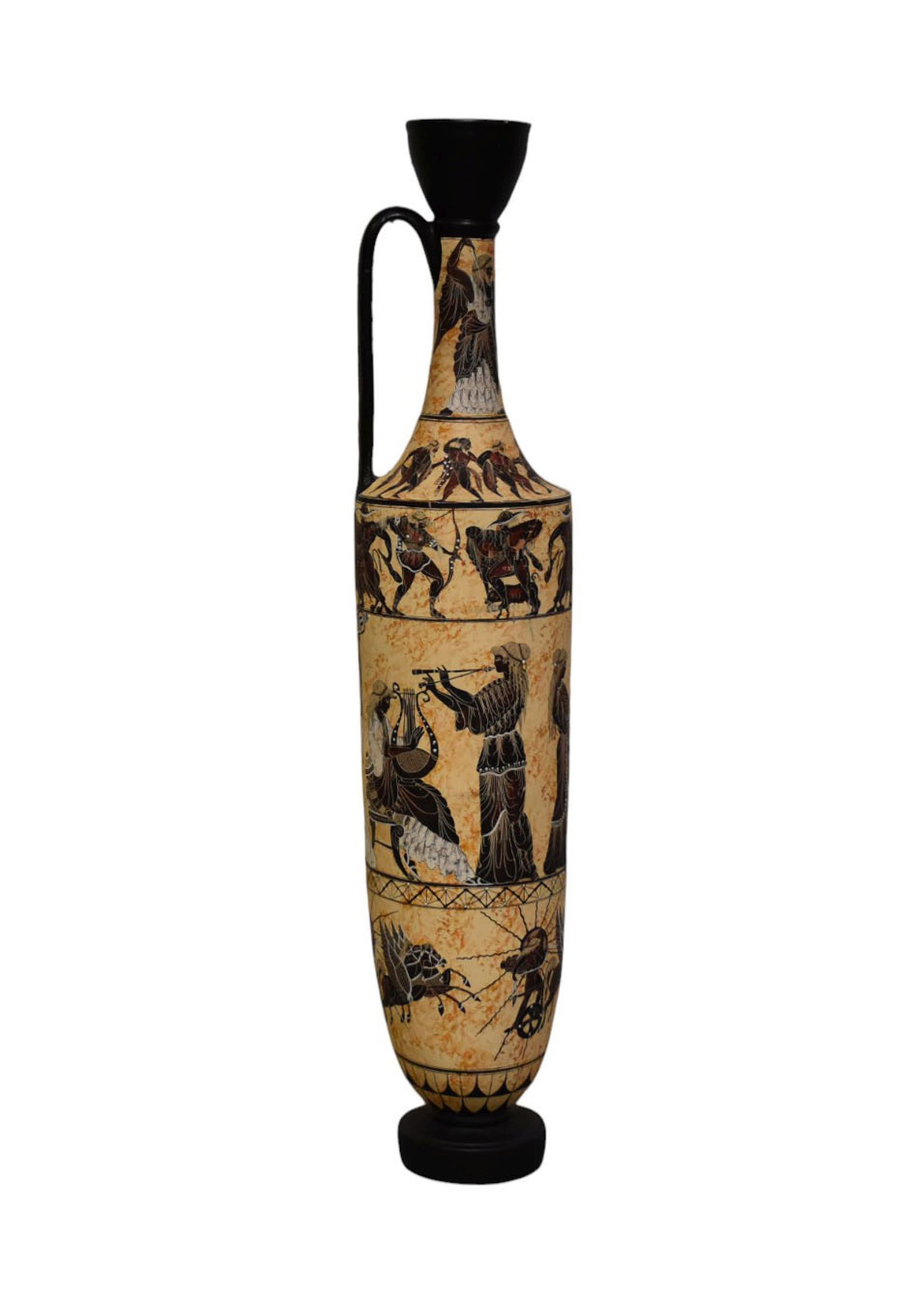 Tall Pottery Greek Vase, 52 inches tall x 10 inches wide.: Tall Pottery Greek Vase, 52 inches tall x 10 inches wide.