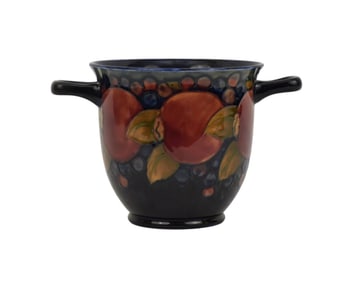 Moorcroft pomegranate 2 handled vase 5.25" x 8" wide x 6" deep