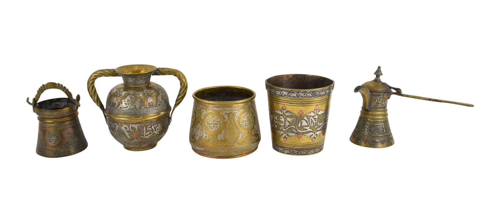 Collection of Islamic Damascene Silver Inlaid Articles - C. Late 19th-20th Century. Syria or Egypt. (1 of 13)