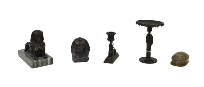 Grouping of Bronze & Metal Egyptian Revival Articles - A grouping of antique and vintage Egyptian