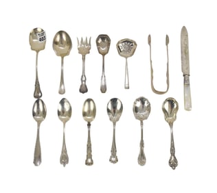 10 Sterling Flatware Condiment Pcs AND 3 Silverplate Pcs. 10ozt