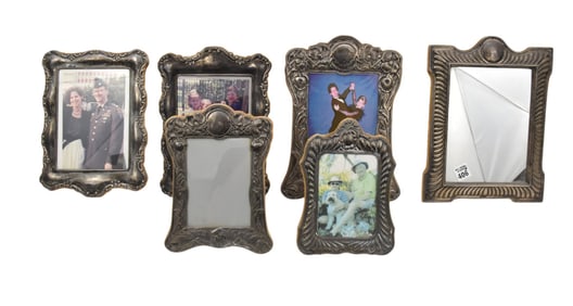5 Sterling Picture Frames & One Sterling Framed Mirror (12"h x 9"w), HB&S hallmark