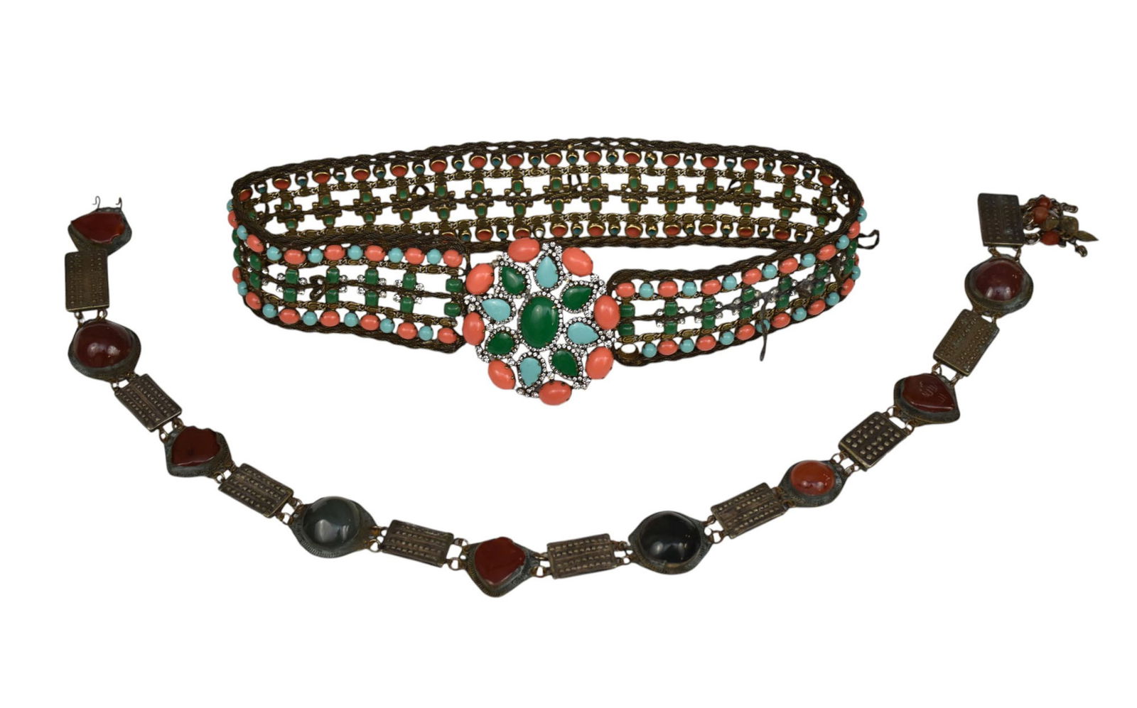 Vintage 1960s KJL and Silver Tone Belts. 1960s KJL Bejeweled and encrusted Gold Tone Mesh and Glass (1 of 9)