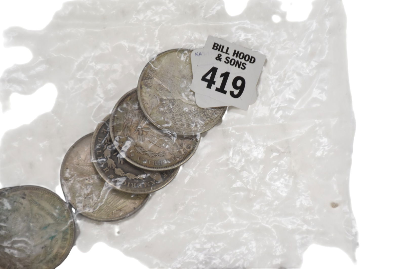 Morgan & Peace Dollar Lot.  4 morgan Dollars 1896, 1899 O, (2) 1921. 2 Peace Dollars 1922 & 1923 (1 of 5)