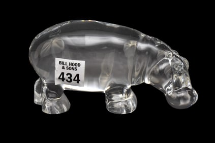 Baccarat Crystal Hippo, 3" x 6"