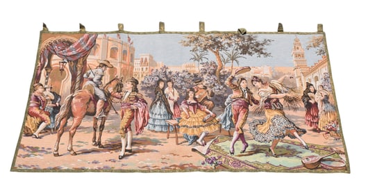 Tapestry Courting Scene, 39"h x 77"w