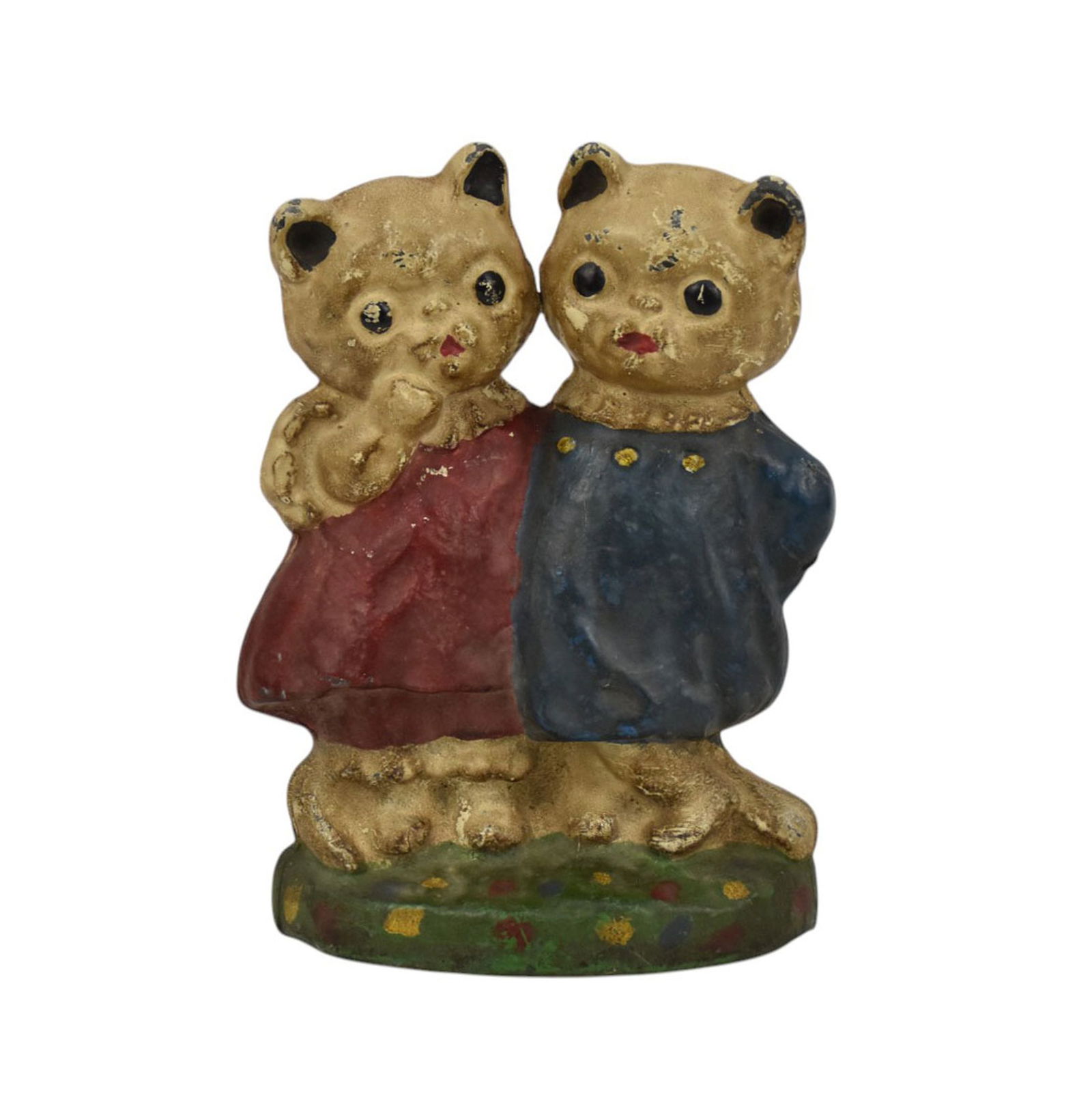 Antique Twin Cats Cast Iron Doorstop - Painted cast iron door stop of two kittens, unknown foundry. (1 of 7)