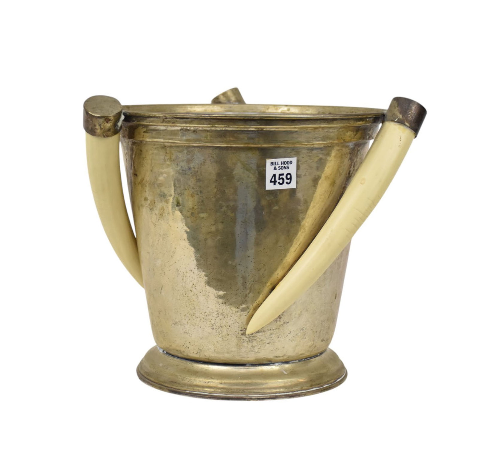 Franco Lapini Ice Bucket, Silvered with 3 Bone Type Decoration, 9 1/2"h x 10"w: Franco Lapini Ice Bucket, Silvered with 3 Bone Type Decoration, 9 1/2"h x 10"w