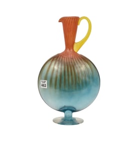 Italian Colored Glass Pitcher, 13"h