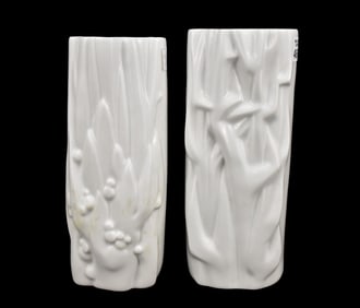 2 Blanc de Chine Vases, 11 1/4"h x 4 3/4"d