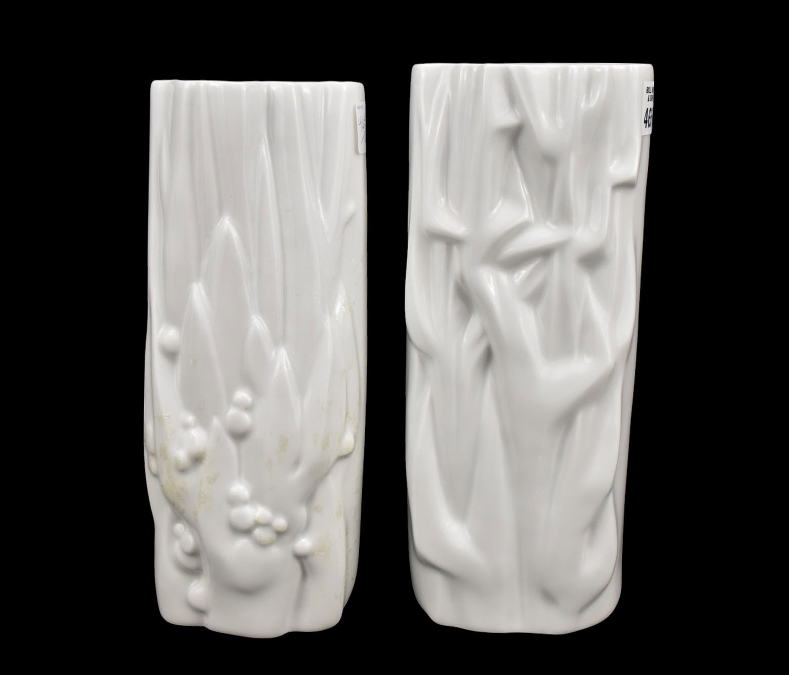2 Blanc de Chine Vases, 11 1/4"h x 4 3/4"d: 2 Blanc de Chine Vases, 11 1/4"h x 4 3/4"d