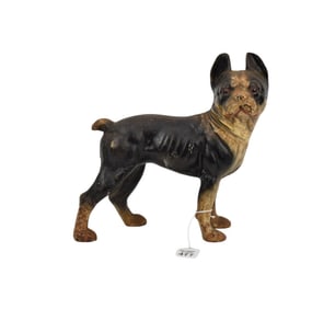 Antique Cast iron Boston Terrier doorstop 9.5" high x 9.5" wide x 5" deep