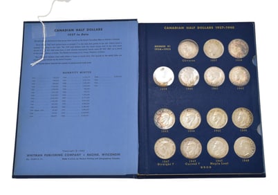 Canadian Half Dollars 1937 - 1973. The coins from 1937 - 1967 contain 80% silver