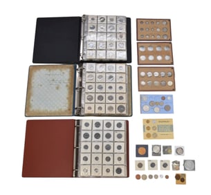 3 Foreign Coin Notebook Lot 1739 - 1970. Various Countries Great Britian, Canada, Honduras, Bermuda,