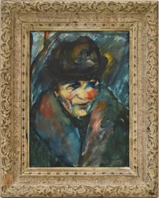AFTER BENJAMIN KOPMAN -PORTRAIT ON MASONITE 9 X 11 3/4 WITH FRAME 16 X 13