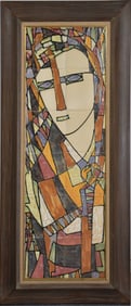 Harris Strong (1920-2006) American, Glazed Tile Figural Artwork. Framed glazed tile hanging artwork