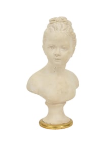 F Kessler Chalk sculpture of a girl after Houdon 9" high x 5" wide x 3.5" deep