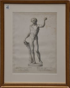ETIÉNNE BAUDET French, 17th Century Pair of French 18th Century Engravings of Greek Sculptures at