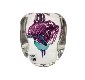 Schmidt Rhea Studio Signed 93 large Abstract Art Glass Paperweight 7.5"h x 5" wide x 3.75" deep