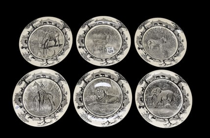 6 Wedgwood Plates with Wild Animals, Marked Kruger National Park, 8"dia