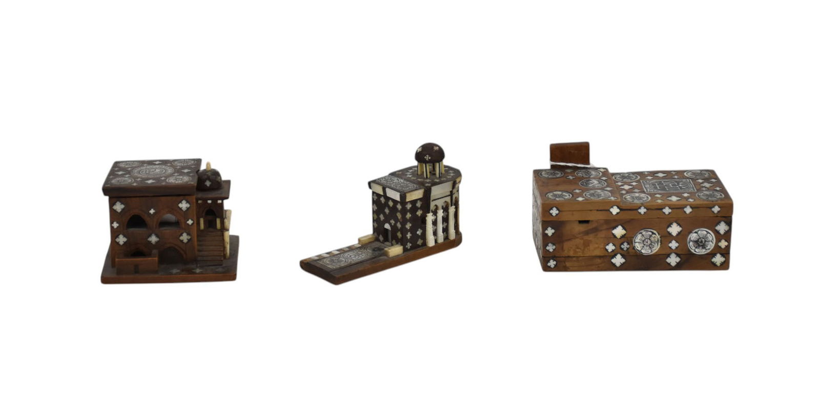 3 Miniature Inlay Israeli Model Buildings, 2 1/2"h (1 of 8)