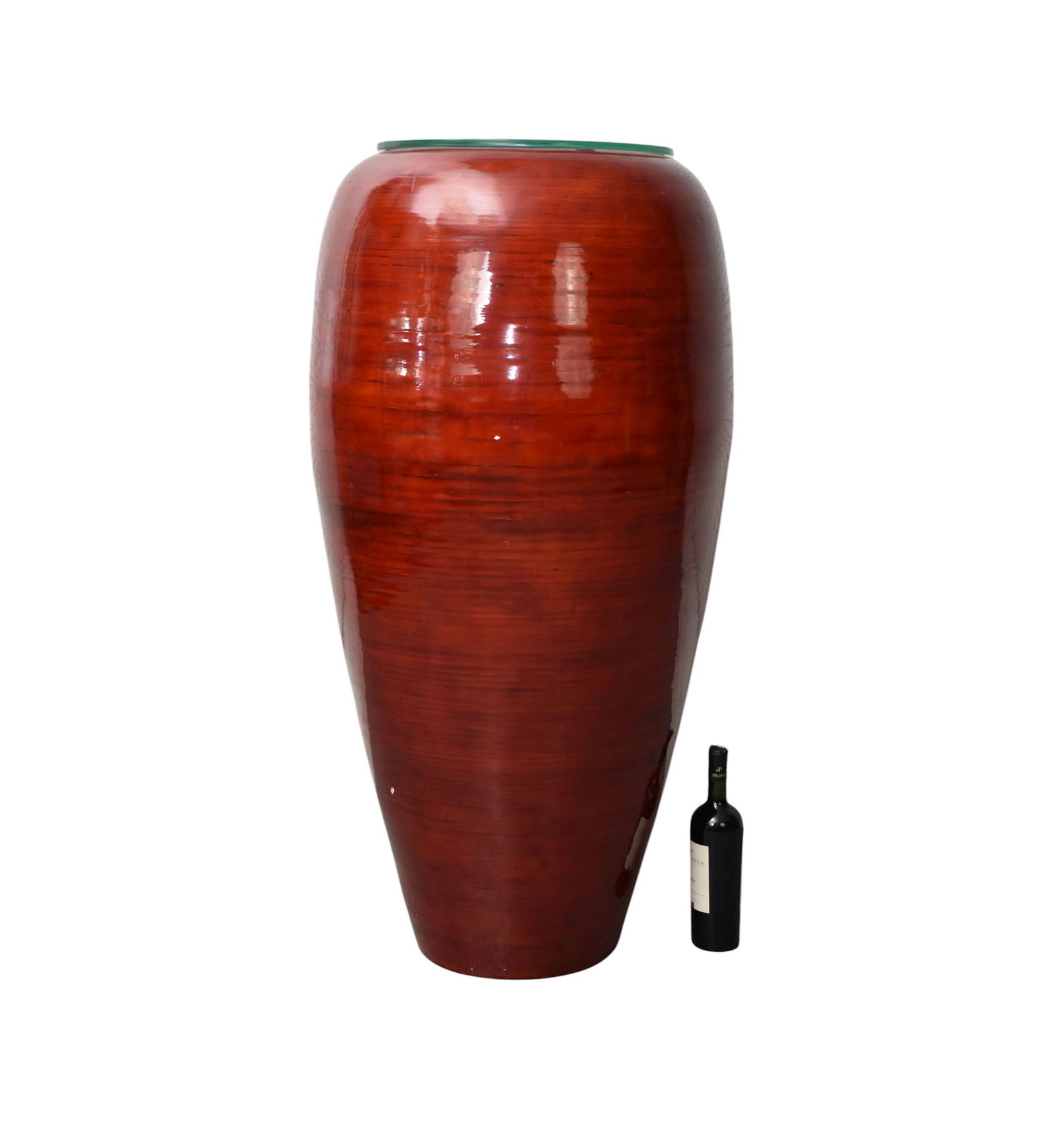 Huge Bamboo Lacquered Open Planter With Glass Top (Optional), 46"h x 16"d: Huge Bamboo Lacquered Open Planter With Glass Top (Optional), 46"h x 16"d
