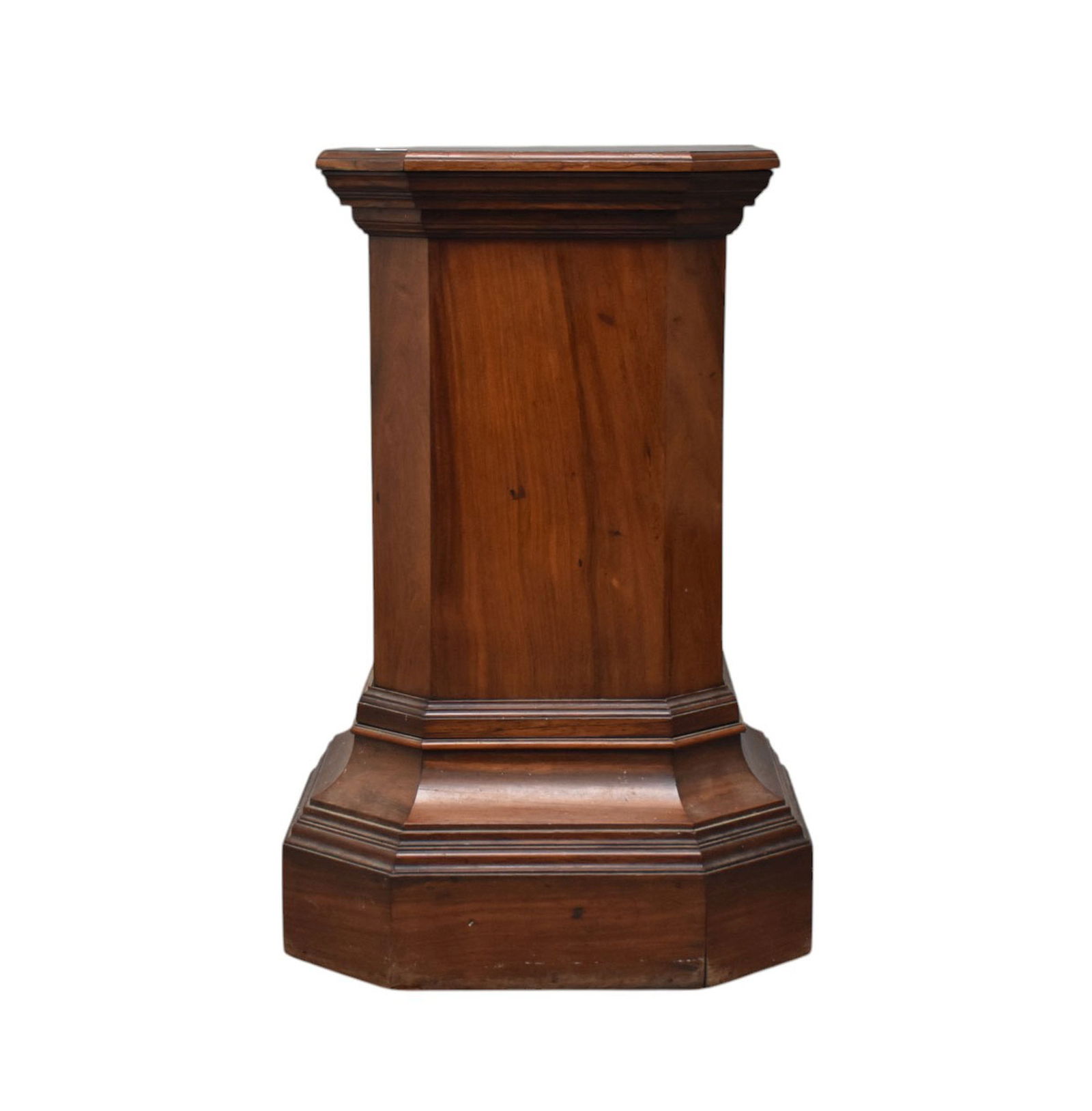Antique Mahogany Pedestal, Octagonal Shape Top, 27 inches tall x 15 inches diameter at top. (1 of 4)