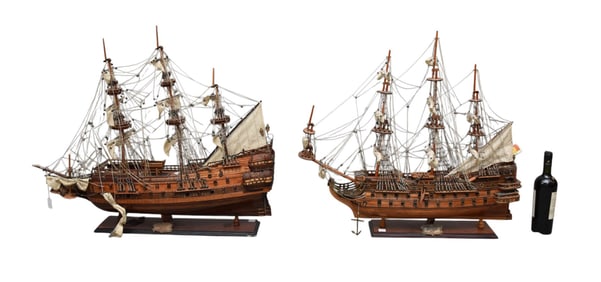 2 Ship's Models, Wasa 1628 Plaque (36"L) AND San Felipe 1690 Plaque (31"L)