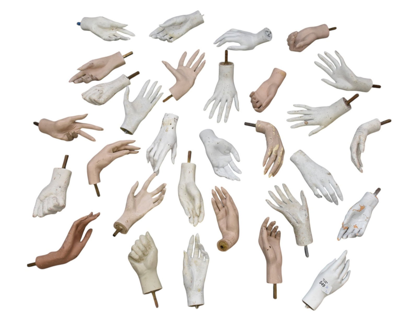 Collection of Assorted Resin/plastic Mannequin Hands Longest is 11" long and shortest is 8"long: Collection of Assorted Resin/plastic Mannequin Hands Longest is 11" long and shortest is 8"long