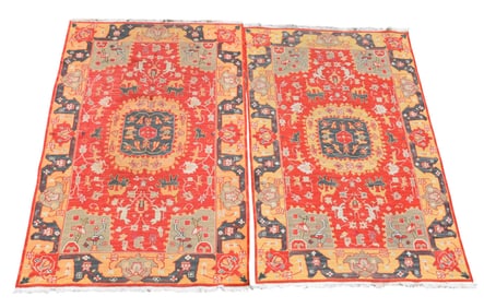 Pair Hand Made Oriental Rug/Carpet in Tribal Style each approx. 47 x 70 inches each.