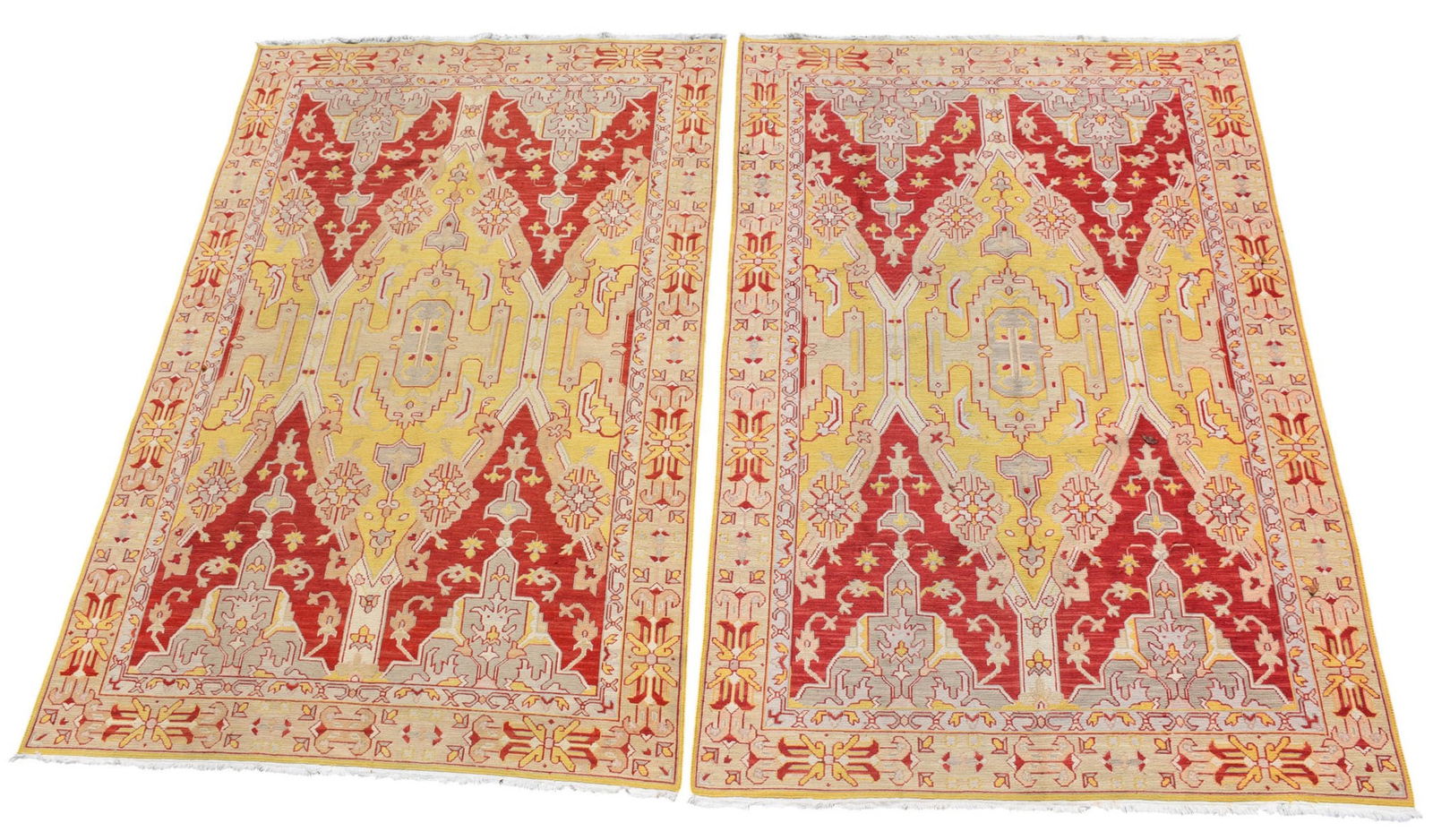 Pair Hand Made Oriental Rug/Carpet, rust colors, each approx. 70 x 105 inches. (1 of 5)