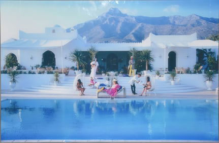 Slim Aarons (American, 1916-2006) Print, EL VENERO- Poolside Glamour, mounted behind Acrylic, good