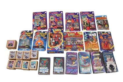 Collection of Action Figures & Cards, 1990's, Toy Biz Marvel, Fantastic Four & X-Men Factory Sealed