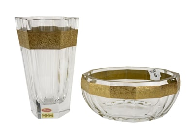 Two MOSER “Karlsbad?? Crystal and Gilt Decorated Table Articles, 20th Century, Czechoslovakia,
