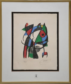 Joan Miro (Spanish 1893-1983) Modern Abstract Lithograph- hand signed and number 8/75. Sheet size 19