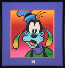 Peter Max Serigraph Goofy, embossed stamp on bottom left and hand signed in ink on bottom right.