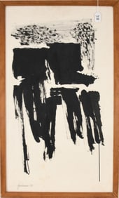 Jim Zambounis (American (active Atlanta), 1928-2016), "Abstraction in Black and White"-1964, ink on